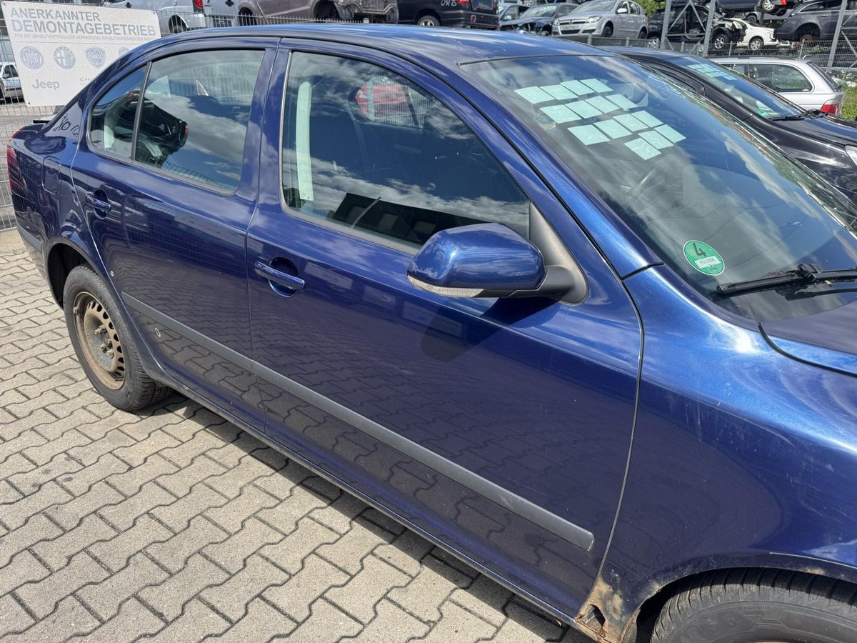 Skoda Octavia 2 1Z original T&uuml;r vorn rechts LF5Q Stormblau Metallic Rohbau Bj.2008